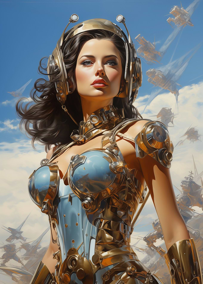 Steampunk Woman with Spaceships
