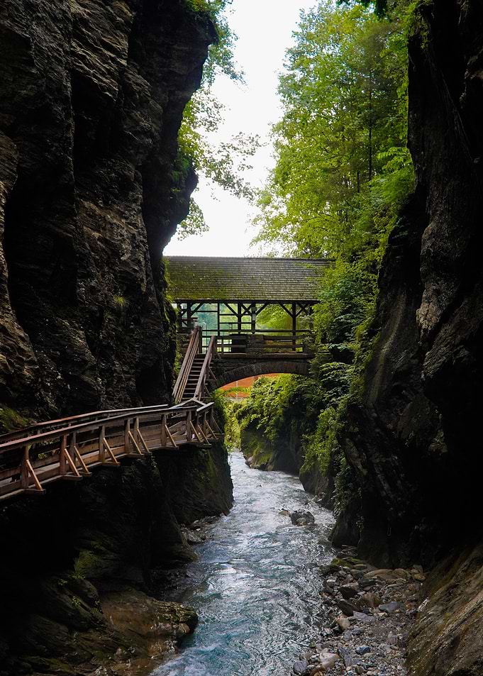 Canyon River with Covered Bridge | Austria