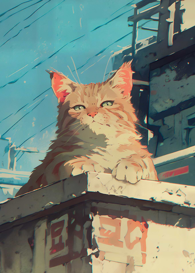Orange Cat on Building Ledge