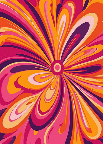 Abstract Floral Burst in Warm Tones