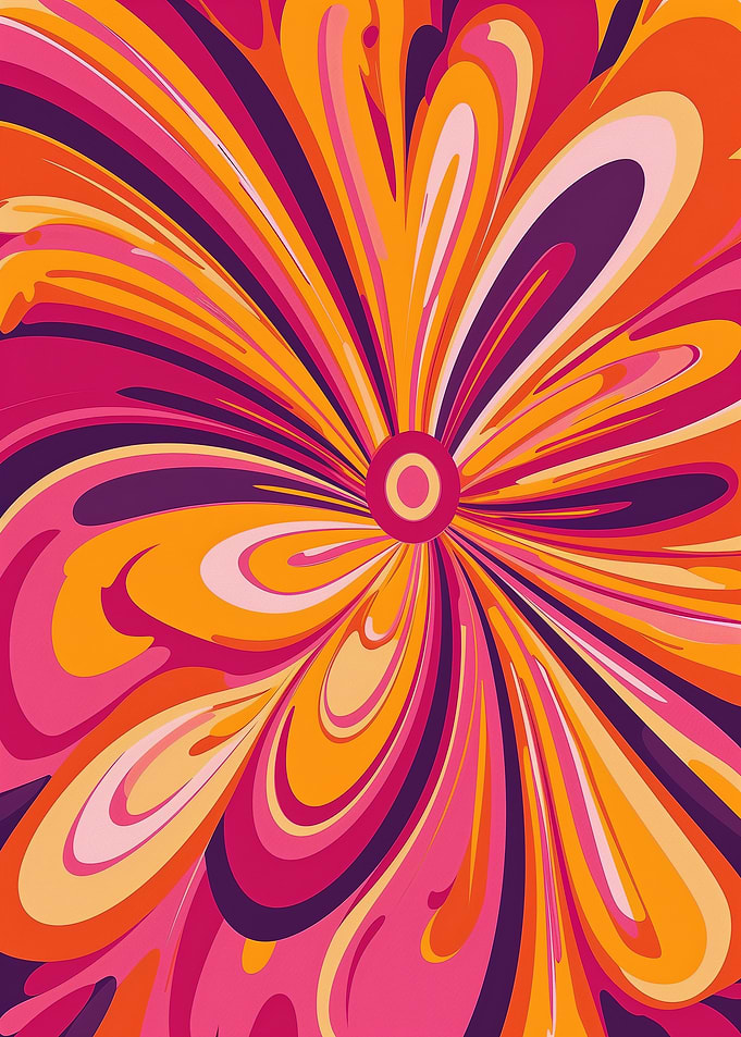 Abstract Floral Burst in Warm Tones