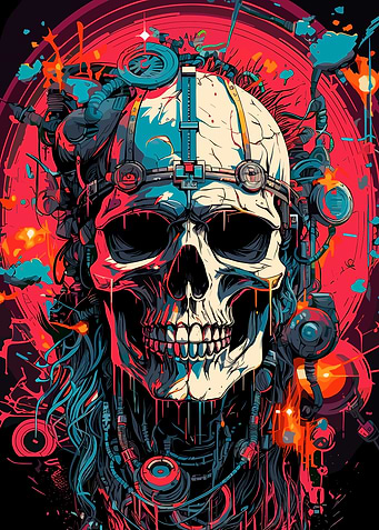 Cyberpunk Skull with Mechanical Elements