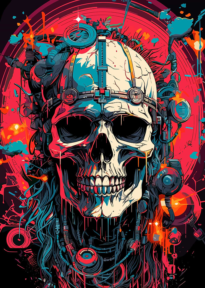 Cyberpunk Skull with Mechanical Elements