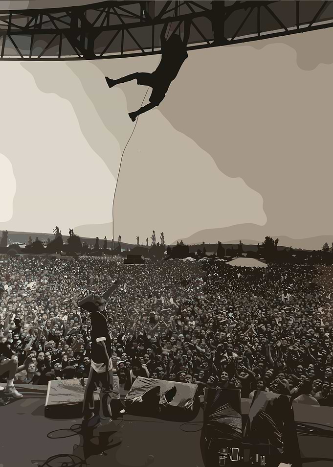 Concert Crowd with Stage Diver