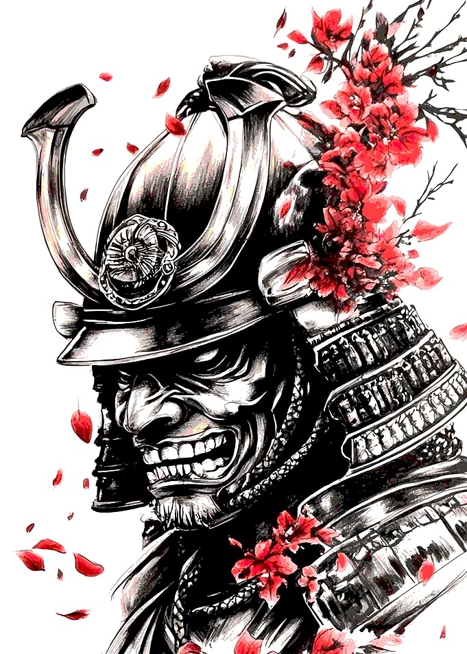 Samurai Warrior with Cherry Blossoms
