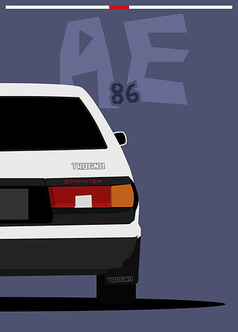 Toyota AE86 Trueno Rear View Art
