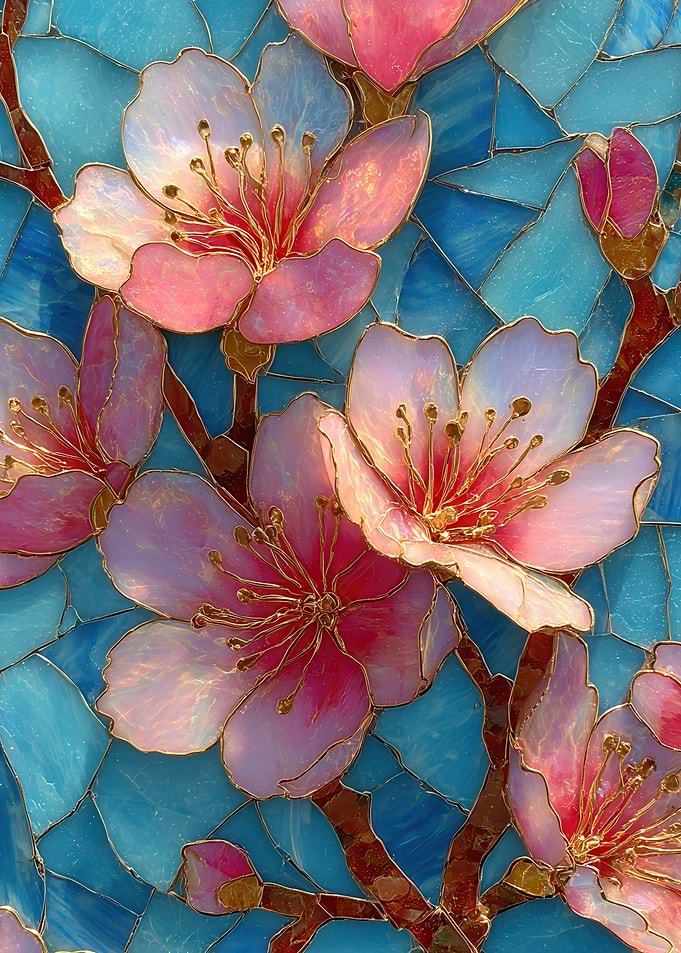 Stained Glass Cherry Blossoms