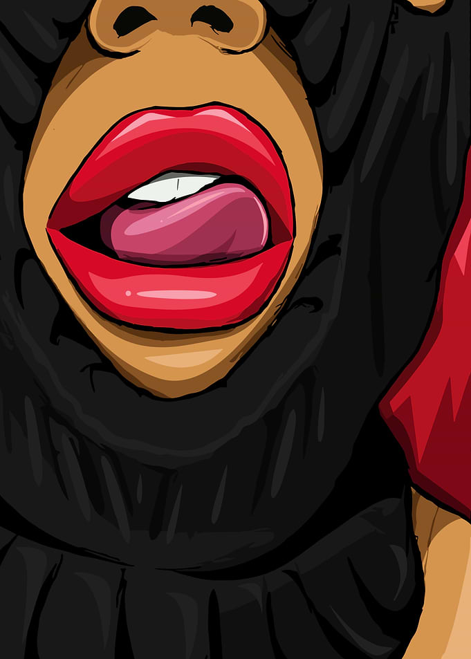 Red Lips and Black Balaclava black girl