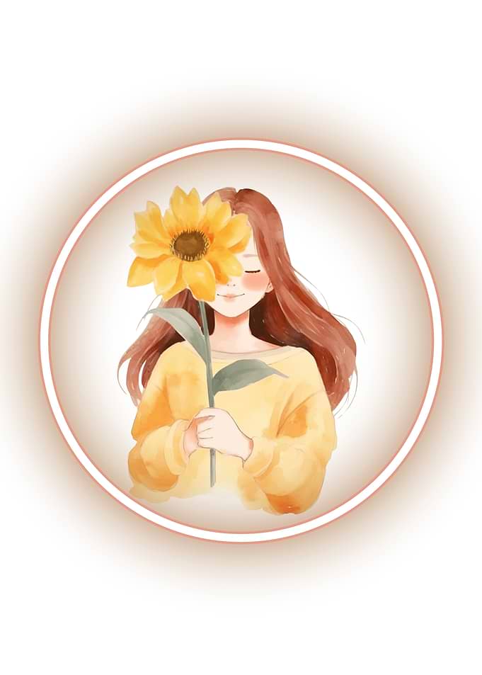 Girl with Sunflower Watercolor Illustration