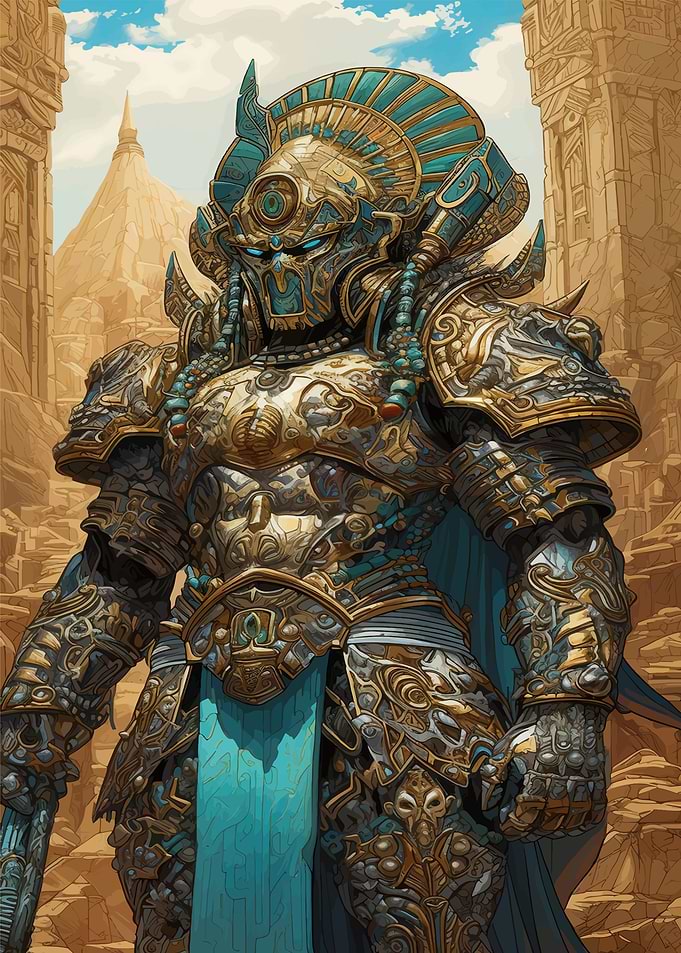 Ancient Egyptian Warrior in Golden Armor