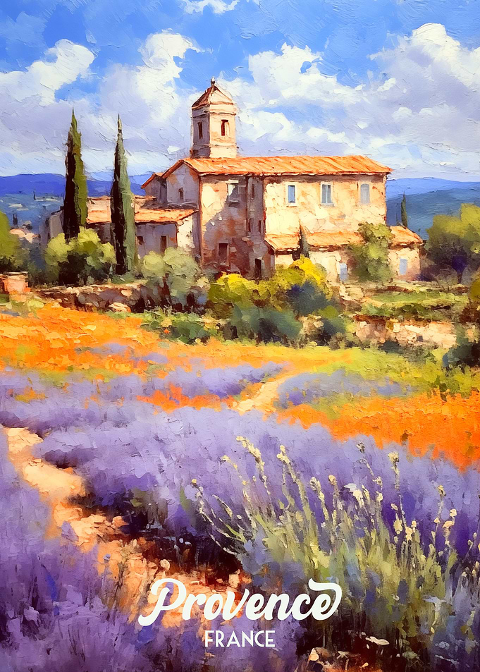 Provence, France: Lavender Field Painting