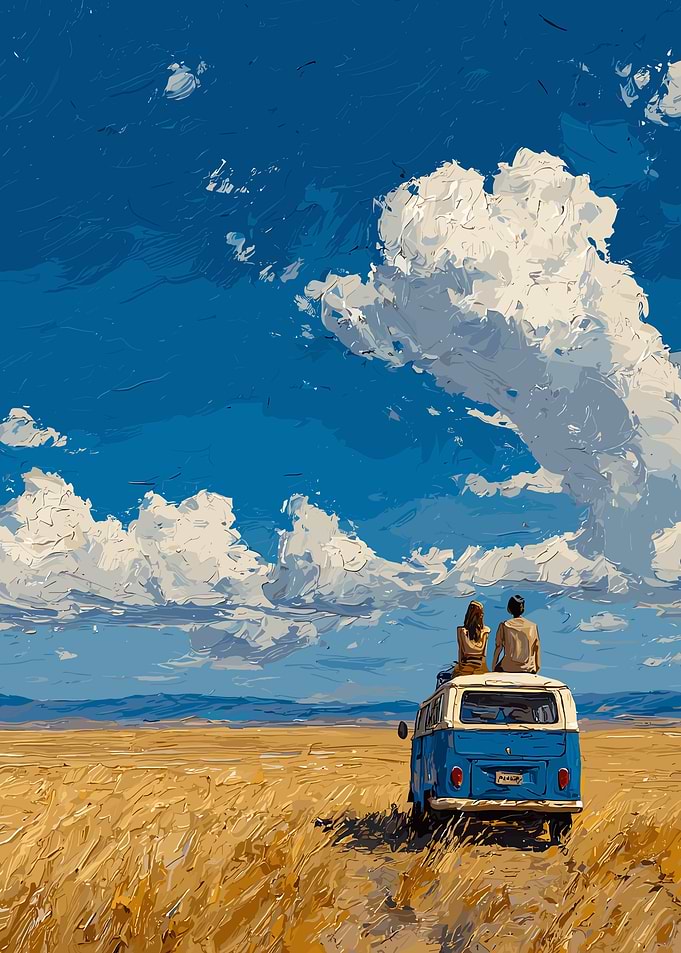 Couple on Van, Landscape Painting