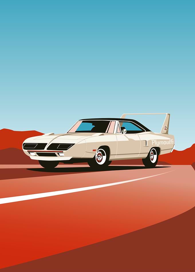 Plymouth Superbird on Desert Road