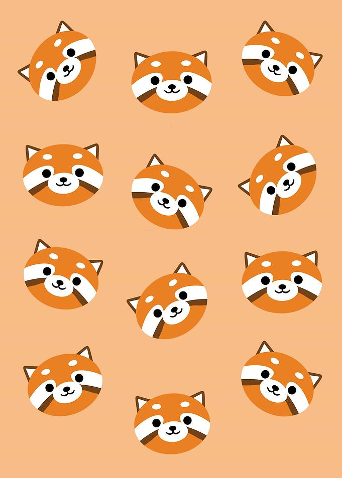 Cute Red Panda Pattern Background