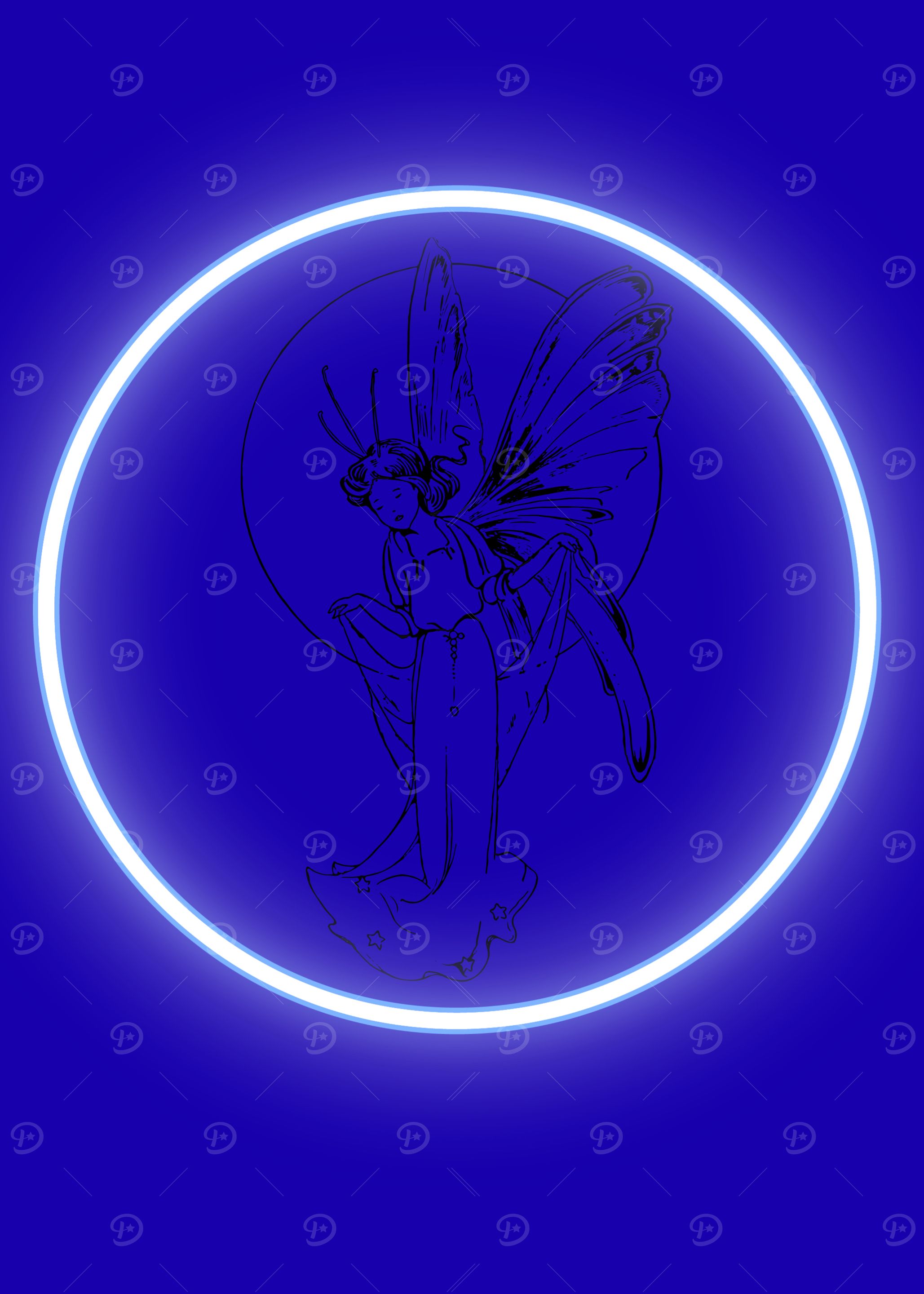Blue Fairy in Neon Circle