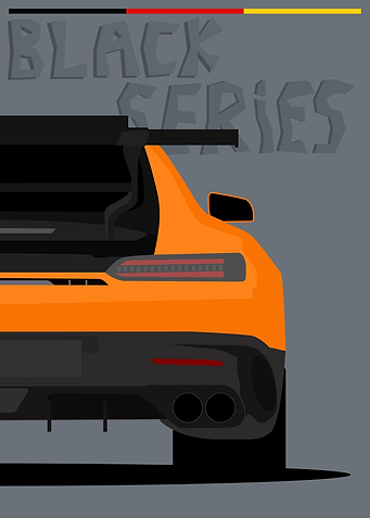 Orange Car Black Series Illustration