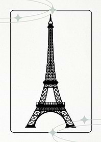 Eiffel Tower Silhouette with Star Accents