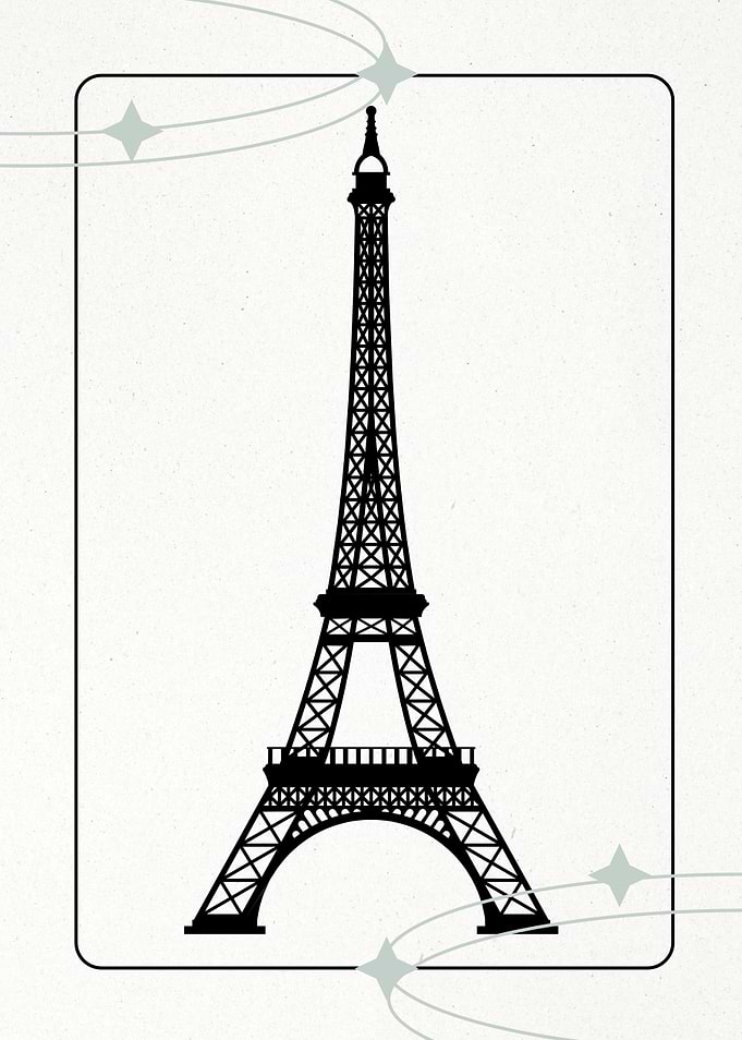 Eiffel Tower Silhouette with Star Accents