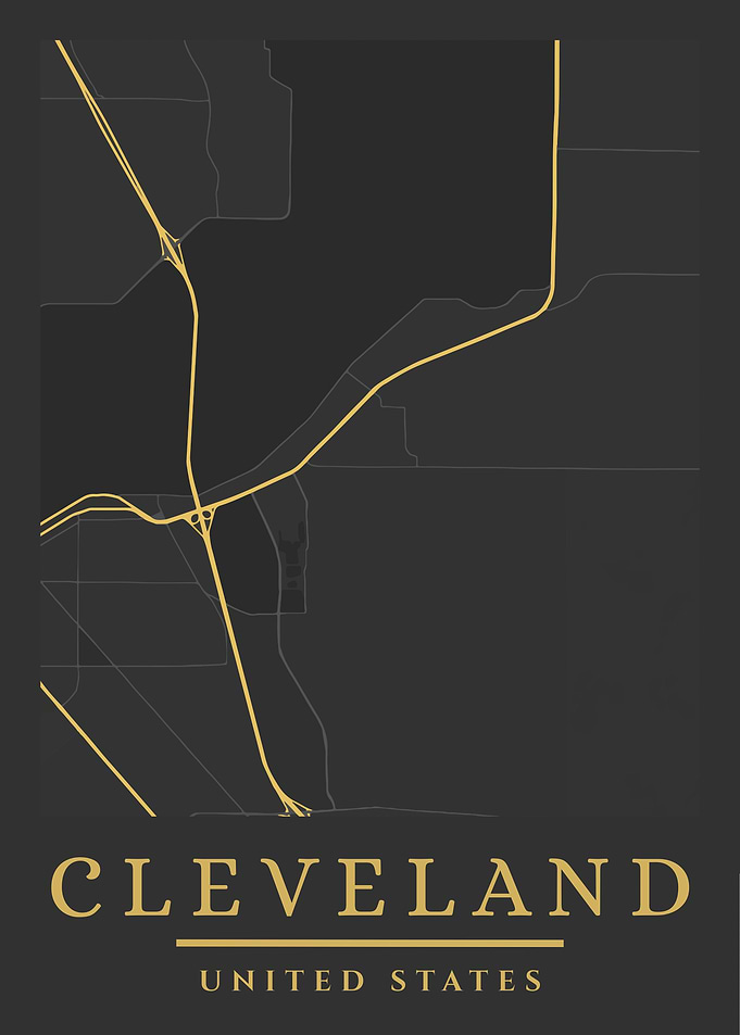 Cleveland, United States Map Art
