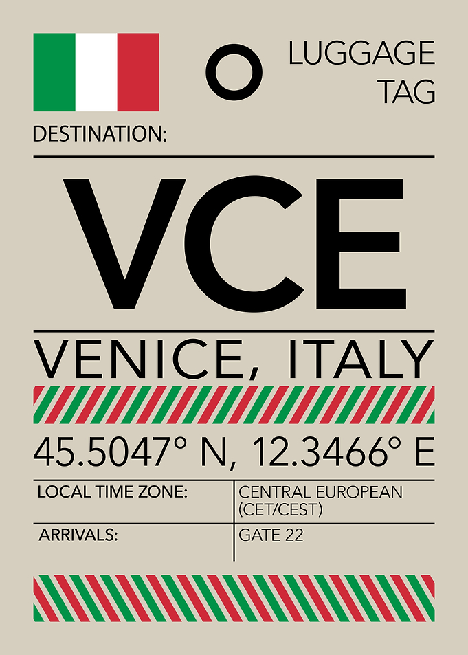 VCE Venice, Italy Airport Luggage Tag