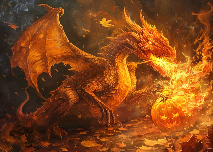 Dragon's fiery Halloween pumpkin