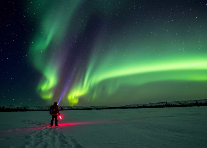 Aurora Borealis with a Person