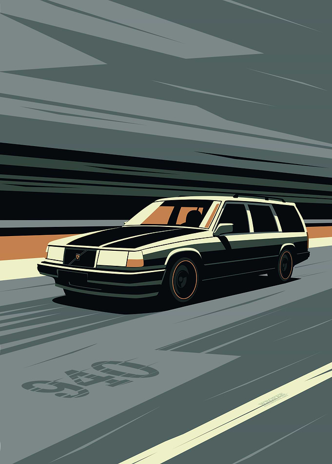 940 Wagon Turbo Birck Swedish Tank Illustration