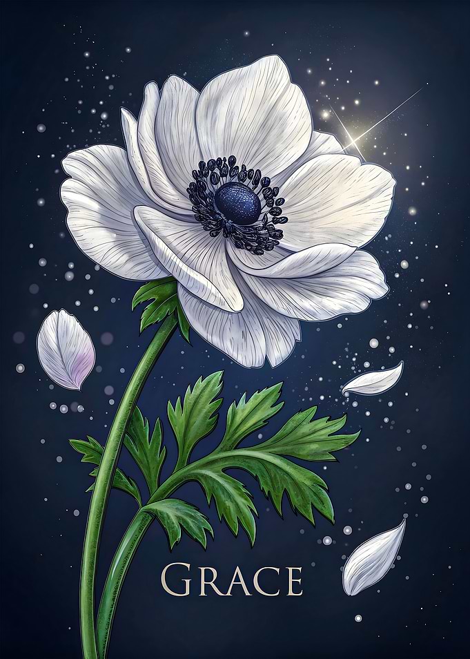 White Anemone Graceful Serenity Unfolds