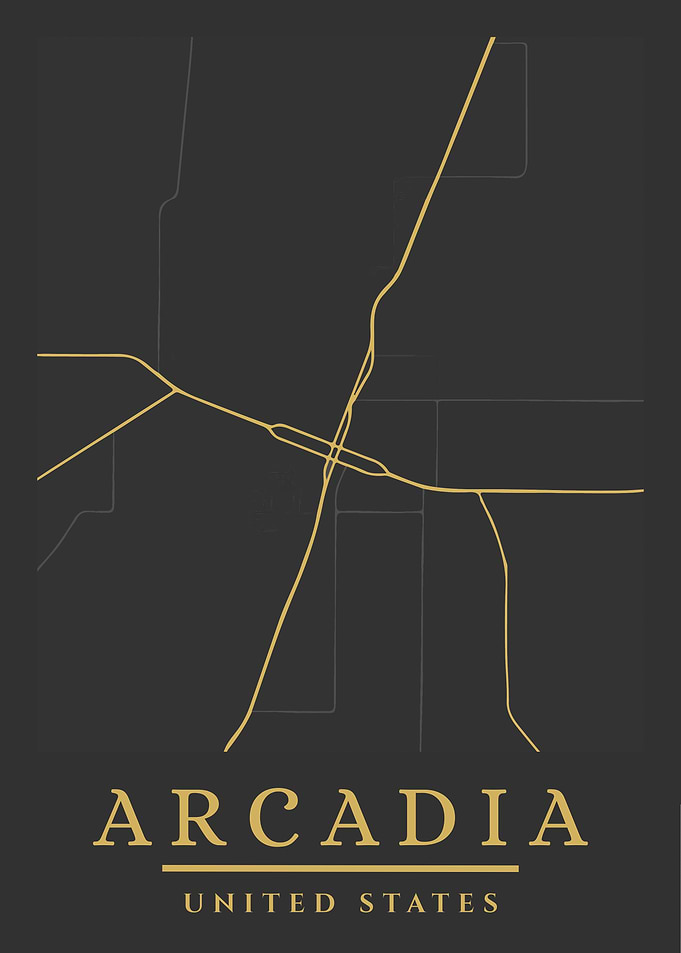 Arcadia, United States Minimalist Map
