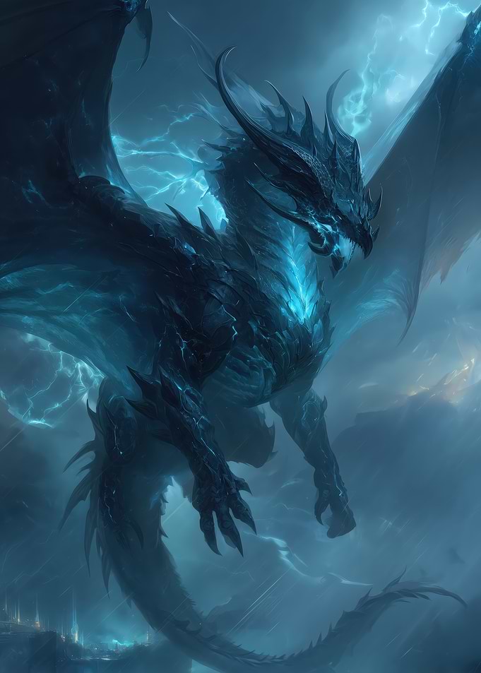 Blue Dragon in Stormy Weather