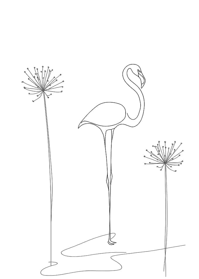 Minimalist Flamingo Line Art