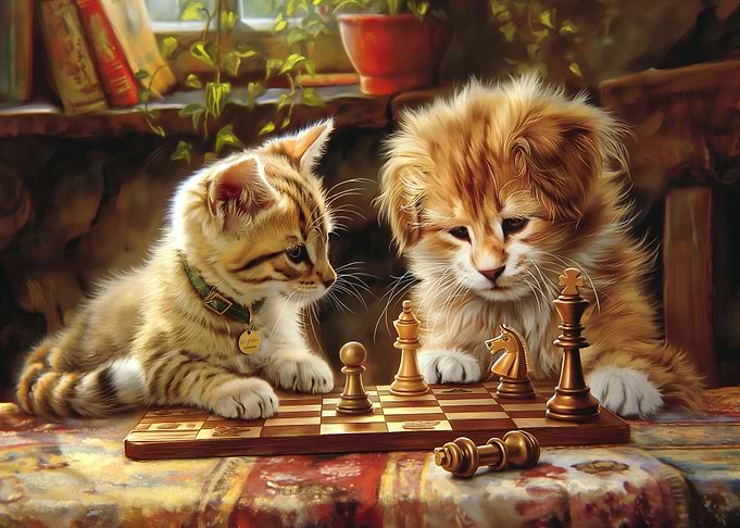 Kittens Playing Chess