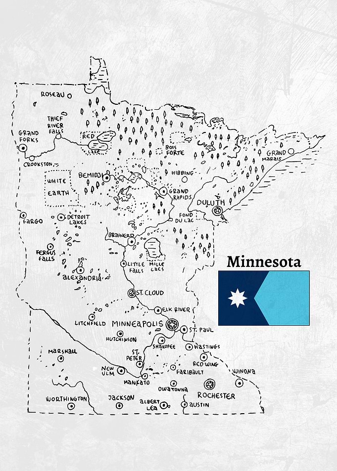 Hand Drawn Map of Minnesota