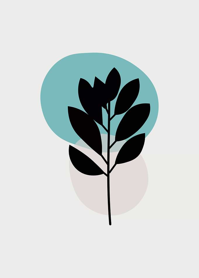 Minimalist Black Leaf with Abstract Shapes