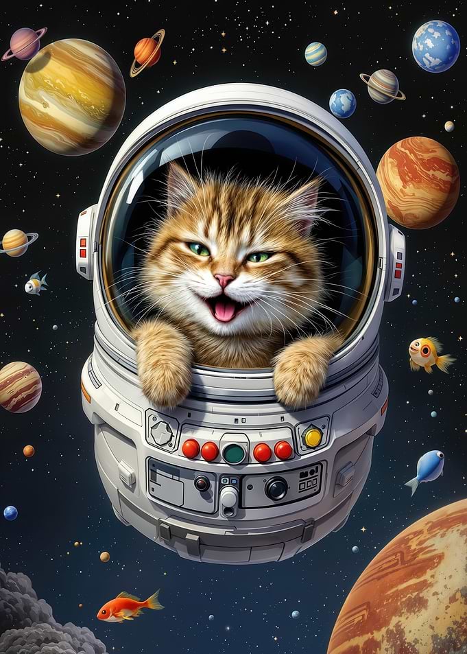 Astronaut Cat in Space