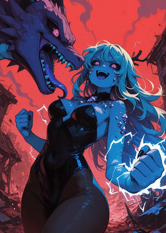 Dragon and Blue-Skinned Woman