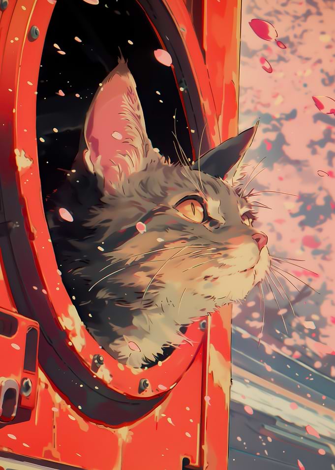 Nostalgic Journey Cat and Sakura