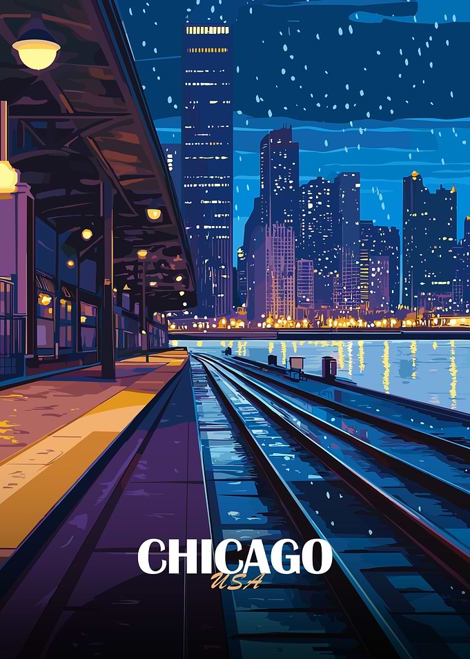 Chicago Cityscape at Night