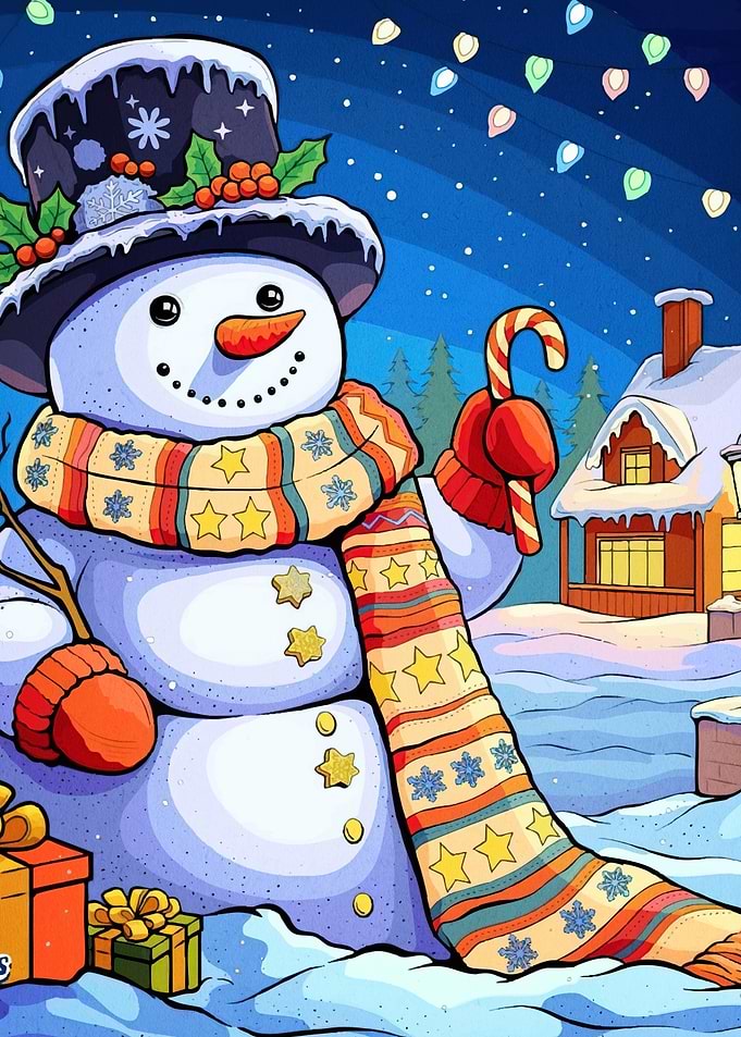 Festive Snowman Candy Cane
