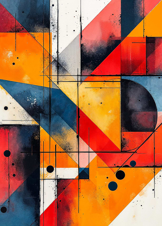Abstract Geometric Art with Bold Colors