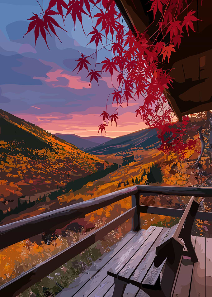 Autumn Mountain View from Cabin Deck