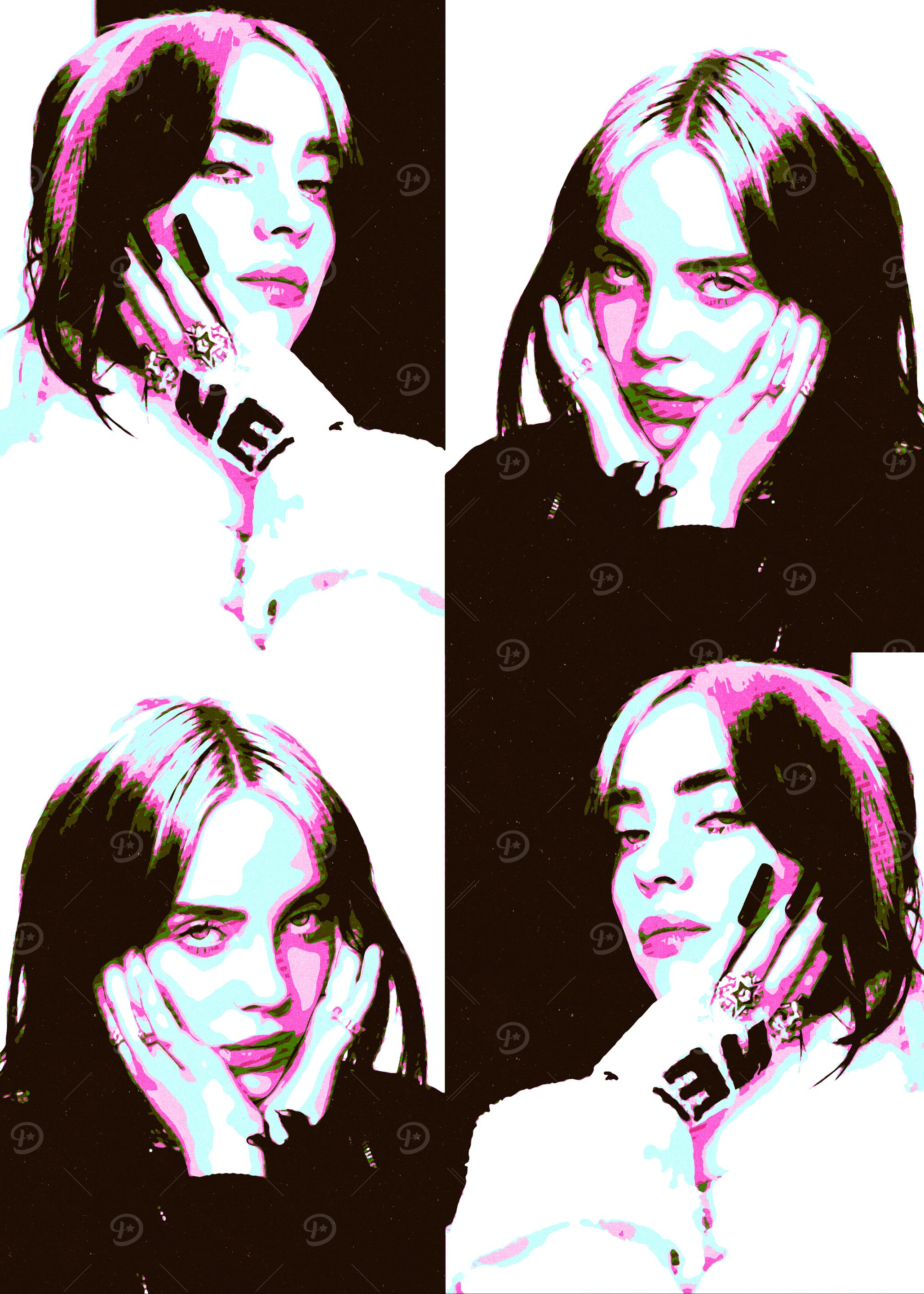 Billie Eilish Pop Art Portrait Collage