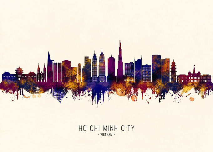 Ho Chi Minh City Skyline Watercolor