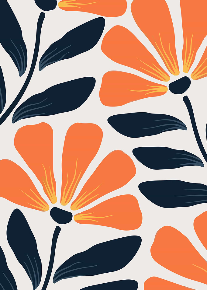 Floral Pattern with Orange Flowers