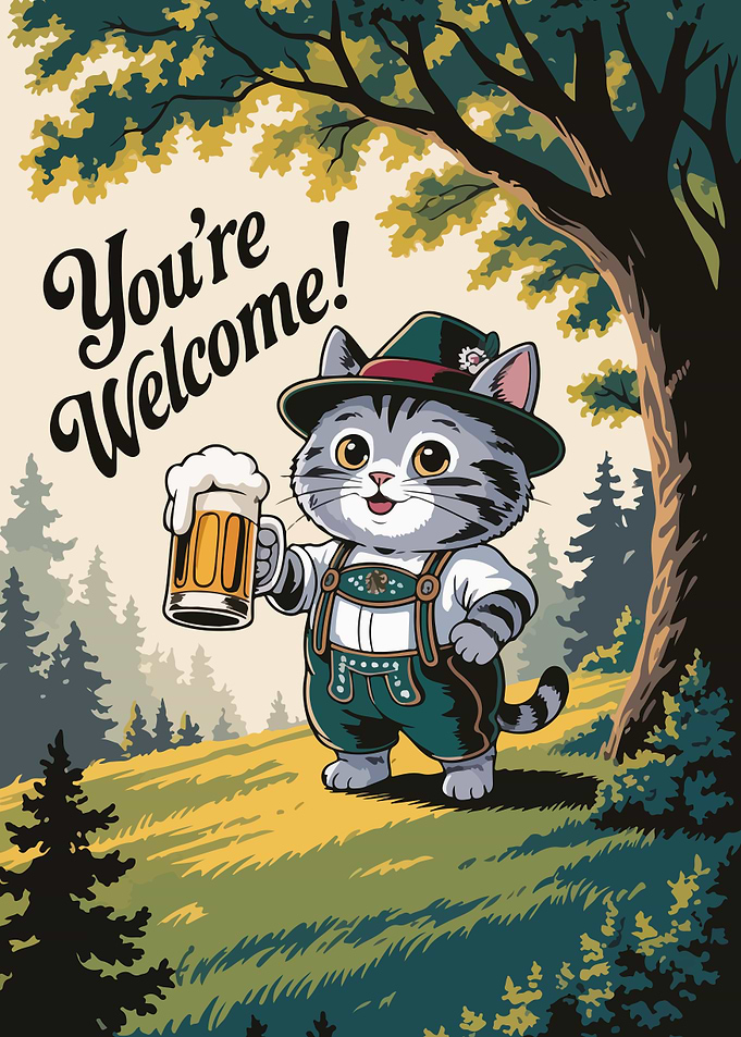 Oktoberfest Cat with Beer
