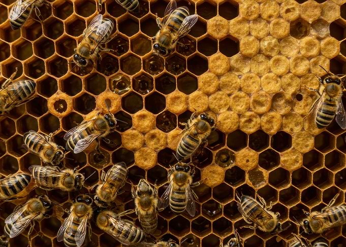 Bees on Honeycomb