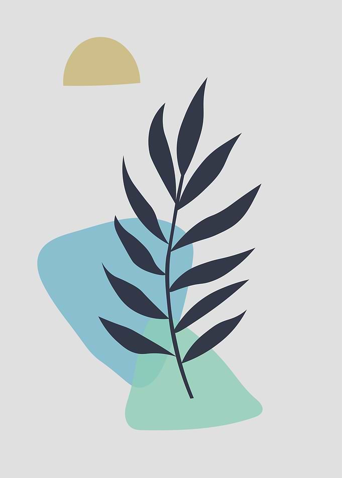 Minimalist Botanical Art with Geometric Shapes