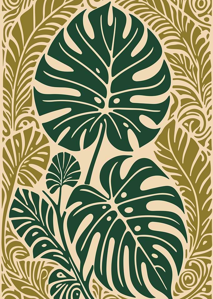 Monstera Leaf Pattern Art