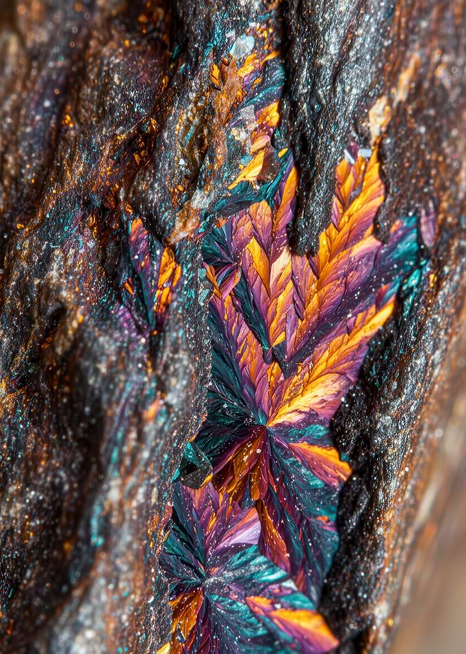 Colorful Mineral Crystal Formation Close-Up