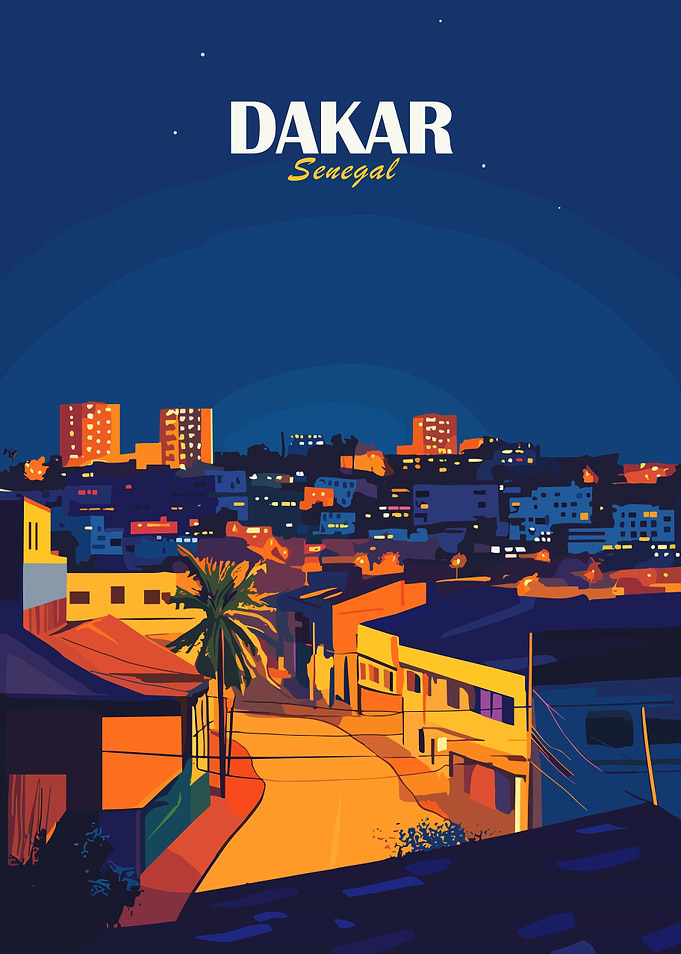 Dakar, Senegal Cityscape at Night